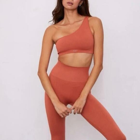 SET Active SculptFlex Ribbed One Shoulder Crop Top and High Rise Leggings - Picture 1 of 9